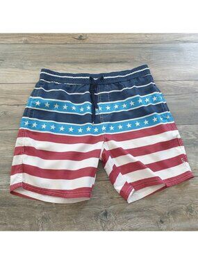 Trinity Collective Mens Swim Trunks Flag Print Stars Stripes Patriotic Unlined